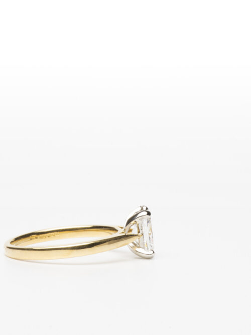 Trotters 18ct Yellow Gold / Platinum Single Stone Lab Grown Elongated Cushion  Diamond Ring