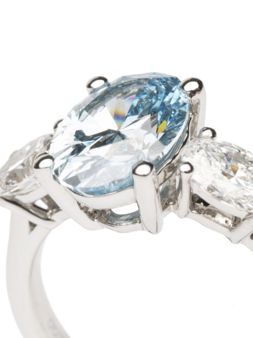 Trotters Platinum 2.00ct Oval Fancy Lab Grown Diamond Ring With Oval Shoulders 0.80ct