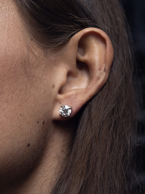 Trotters 3ct Platinum Certified Single Stone Lab Grown Diamond Studs