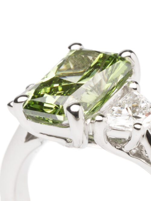 Trotters Platinum 1.56ct Fancy Radiant Cut Lab Grown Diamond Ring With Trapezoid Shoulders 0.30ct