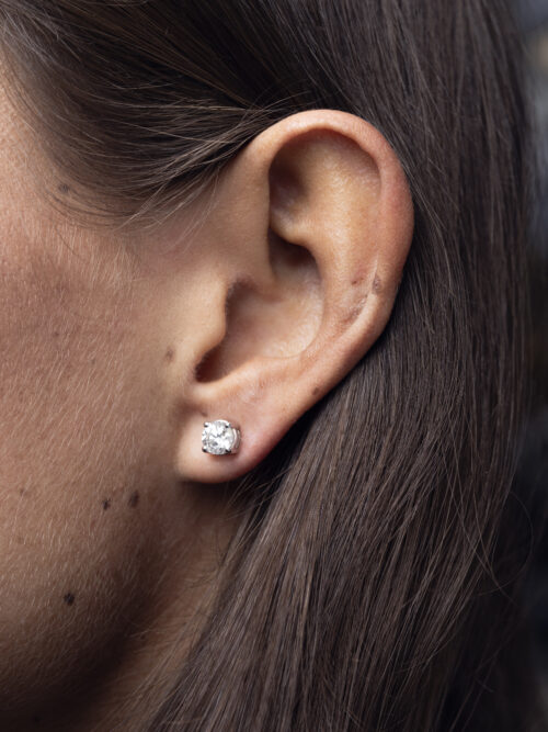 Trotters 18ct White Gold Single Stone Natural Diamond Studs