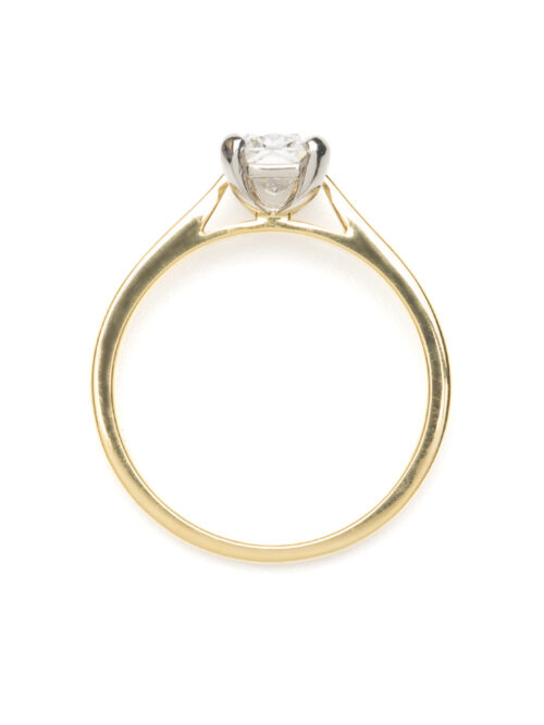 Trotters 18ct Yellow Gold / Platinum Single Stone Lab Grown Elongated Cushion  Diamond Ring