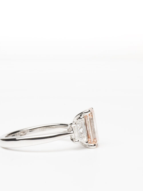 Trotters Platinum 2.05ct Emerald Cut Fancy Lab Grown Diamond Ring With Trapezoid Shoulders 0.86ct