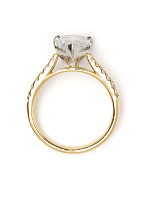 Trotters 18ct Yellow Gold / Platinum Lab Grown Pear Shape Diamond Ring With Diamond Set Shoulders 0.23ct