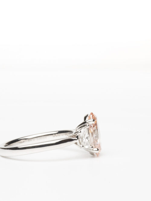 Trotters Platinum 2.06ct Oval Fancy Lab Grown Diamond Ring With Trapezoid Shoulders 0.42ct