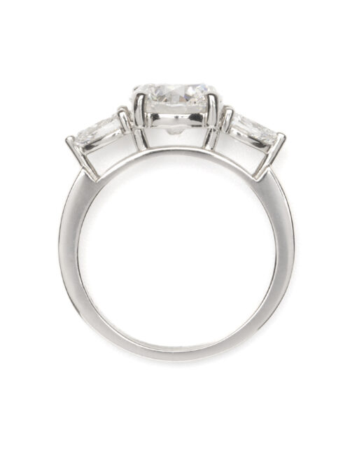 Trotters Platinum 3 Stone Lab Grown Diamond Ring Brilliant Round And Pear Shoulders