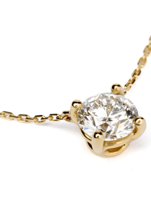 Trotters 18ct Yellow Gold Single Stone Lab Grown Diamond Pendant 1.00ct Round