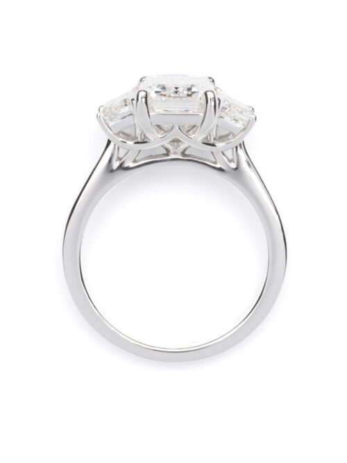 Trotters Platinum 3.03ct Emerald Cut Lab Grown Diamond Ring With Emerald Cut  Shoulders