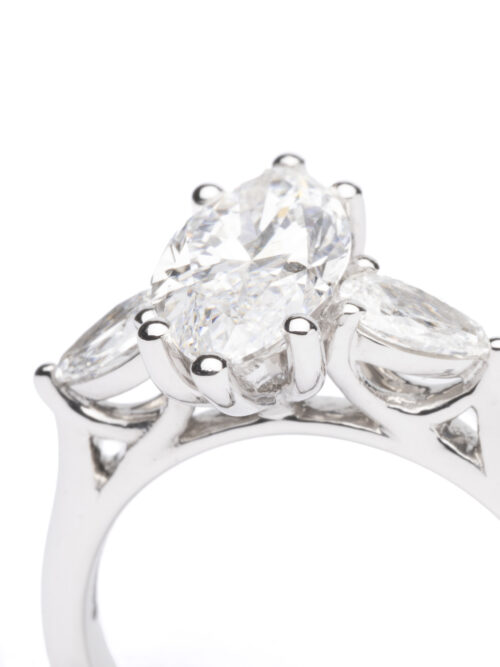 Trotters Platinum 2.01ct Marquise Cut Lab Grown Diamond Ring With Pear Shape Shoulders