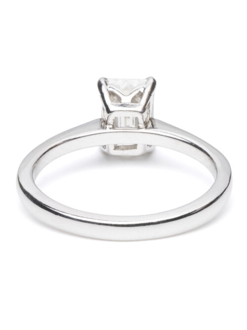 Trotters Platinum Four Claw Single Stone 1.14ct Natural Emerald Cut Diamond Ring