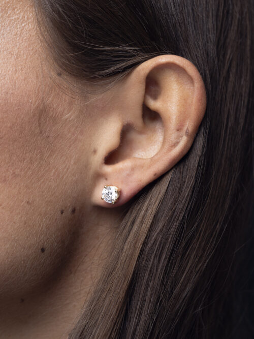 Trotters 2ct 18ct Yellow Gold Certified Single Stone Lab Grown Diamond Studs