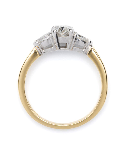 Trotters 18ct Yellow Gold Diamond Oval Ring With Pear Shoulders