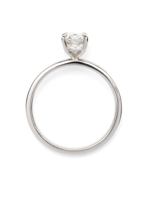 Trotters Platinum Gold 1.28ct Lab Grown Oval Diamond Ring With Hidden Diamond Halo