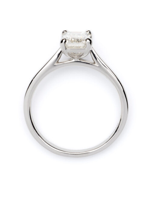 Trotters Platinum 1.01ct Natural Emerald Cut Diamond Ring In Plain Four Claw Mount