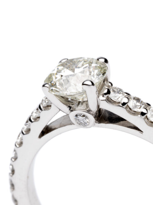 Trotters 14ct White Gold Single Stone Diamond Ring Approx 0.98ct With Diamond Set Sholders
