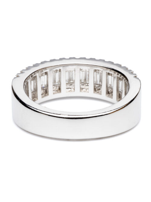 Trotters 18ct White Gold Half Eternity Diamond Ring Baguette And Rounds 1.09ct