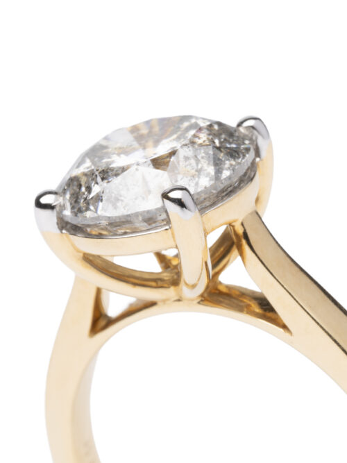 Trotters 18ct Yellow Gold Single Stone Brillant Round Natural Diamond Ring 3.51ct