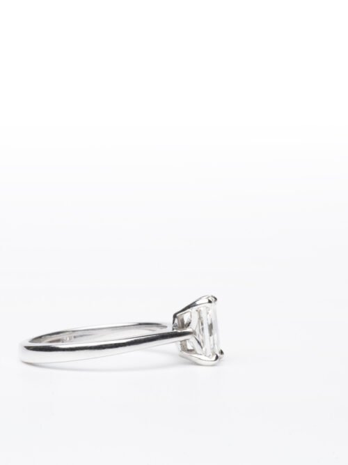 Trotters Platinum Four Claw Single Stone 1.14ct Natural Emerald Cut Diamond Ring