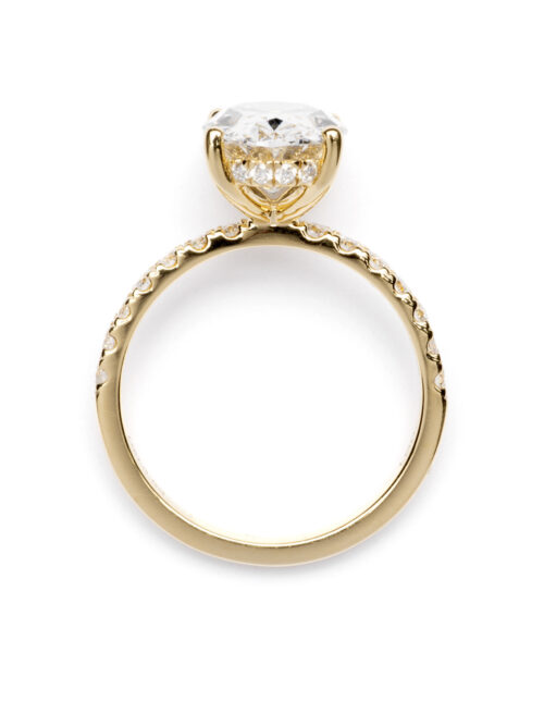 Trotters 18ct Yellow Gold 3.02ct Lab Grown Oval Diamond Ring With Diamond Set Shoulders