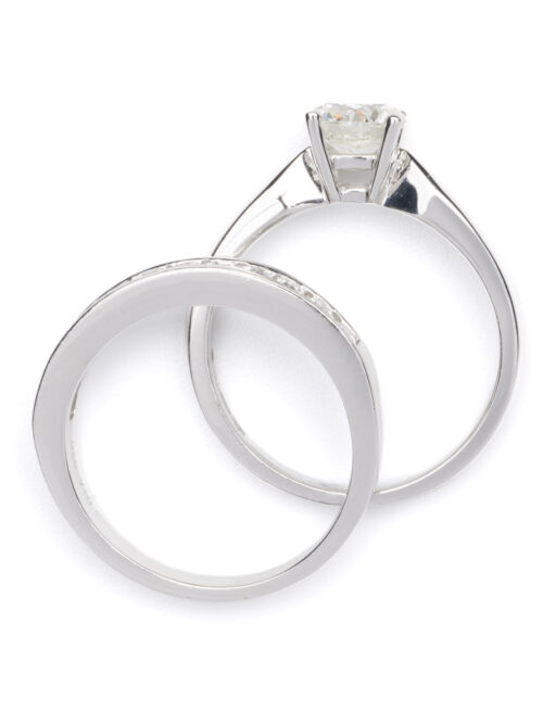 Trotters 18ct White Gold Wedding Set Engagement Ring & Wedding Band