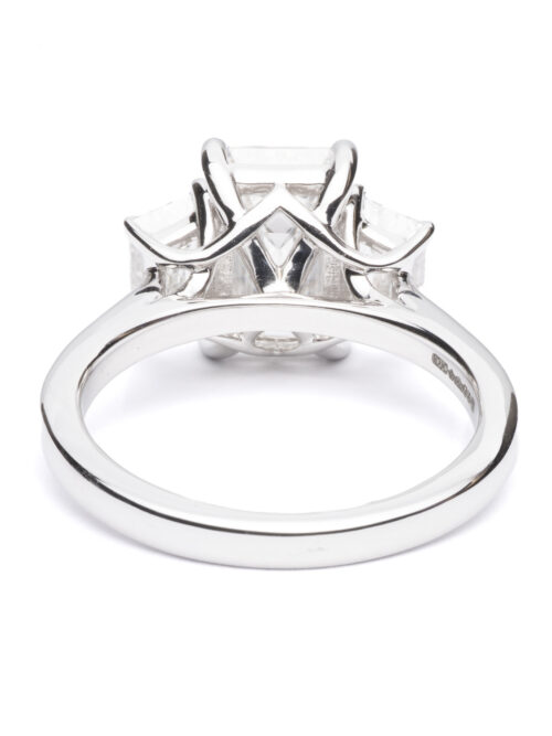 Trotters Platinum 3.03ct Emerald Cut Lab Grown Diamond Ring With Emerald Cut  Shoulders