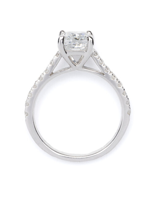 Trotters 18ct White Gold Gia Natural Cushion Cut 1.61ct Diamond Ring With Diamond Set Shoulders