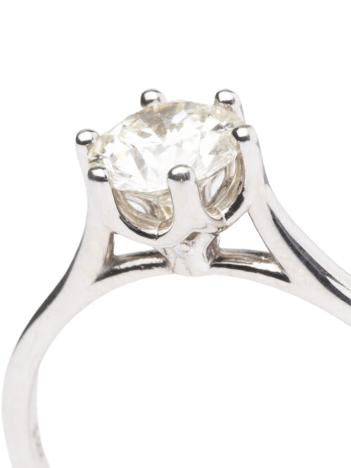 Trotters 14ct White Gold Single Stone Six Claw Diamond Ring
