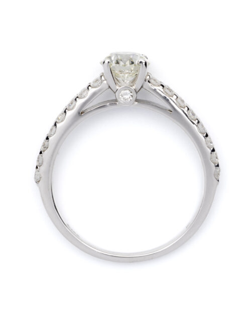 Trotters 14ct White Gold Single Stone Diamond Ring Approx 0.98ct With Diamond Set Sholders