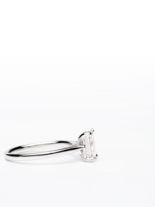 Trotters Platinum 1.01ct Natural Emerald Cut Diamond Ring In Plain Four Claw Mount