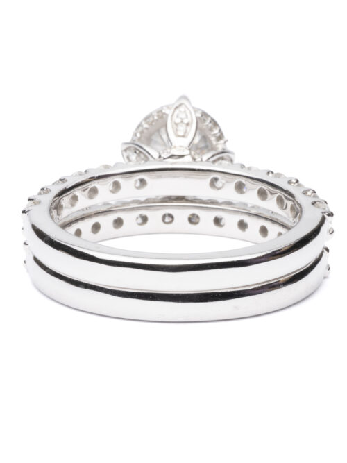Trotters 9ct White Gold Diamond Ring Set, Brilliant Round  1ct Centre 0.60 Diamond Set Shoulders & Wedding Band 0.48ct