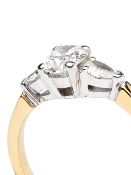 Trotters 18ct Yellow Gold Diamond Oval Ring With Pear Shoulders
