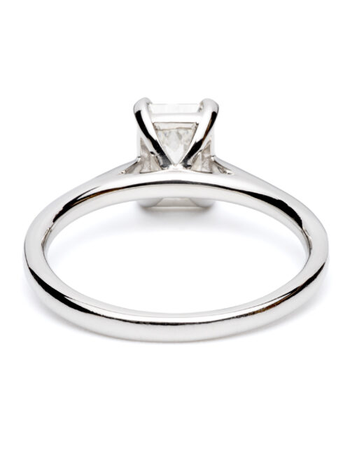 Trotters Platinum 1.01ct Natural Emerald Cut Diamond Ring In Plain Four Claw Mount
