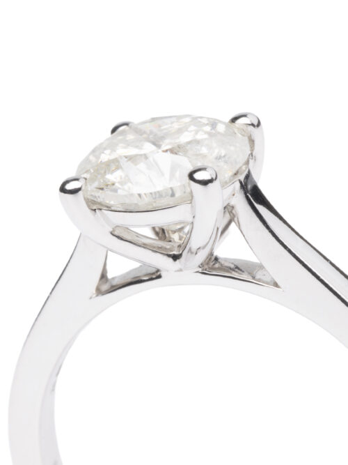 Trotters 9ct White Gold Single Stone Brilliant Round Natural Diamond Ring 1.64ct