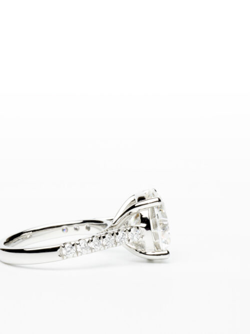 Trotters Platinum 5ct Brilliant Round Lab Grown Diamond Ring With Diamond Set Shoulders