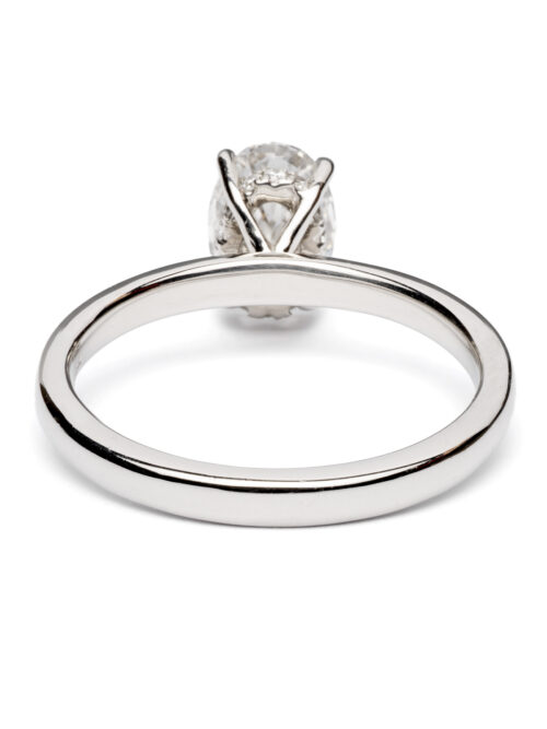 Trotters Platinum Gold 1.28ct Lab Grown Oval Diamond Ring With Hidden Diamond Halo