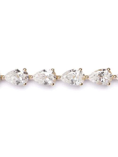 Trotters 9ct Yellow Gold Pear Shape 10ct Lab Grown Diamond Line Bracelet