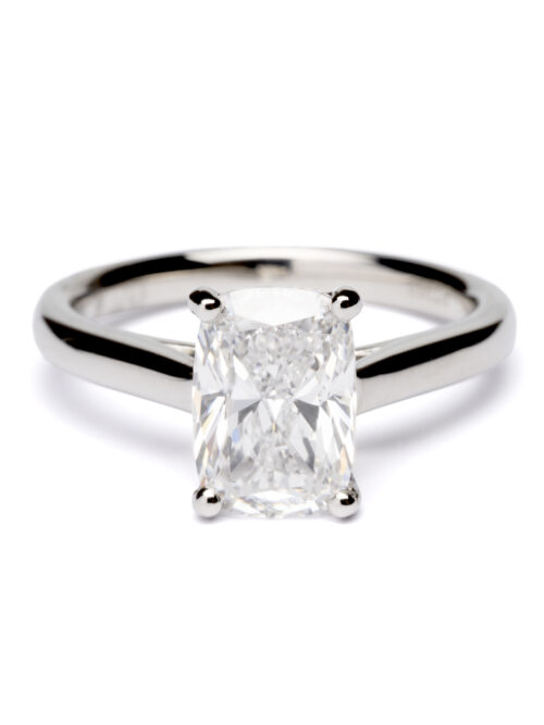 Trotters Platinum 2.00ct Lab Grown Elongated Cushion  Diamond Ring