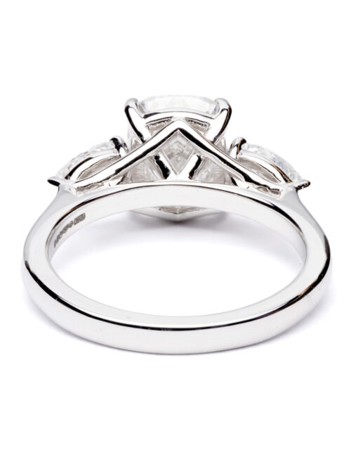 Trotters Platinum 3.07ct Cushion Cut Lab Grown Diamond Ring With Pear Cut Shoulders