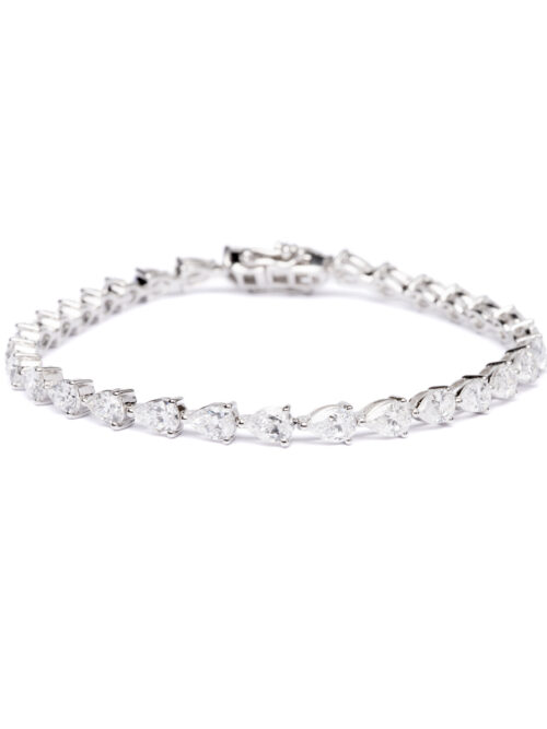 Trotters 9ct White Gold Pear Shape 6ct Lab Grown Diamond Line Bracelet