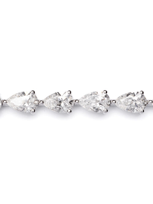 Trotters 9ct White Gold Pear Shape 10ct Lab Grown Diamond Line Bracelet