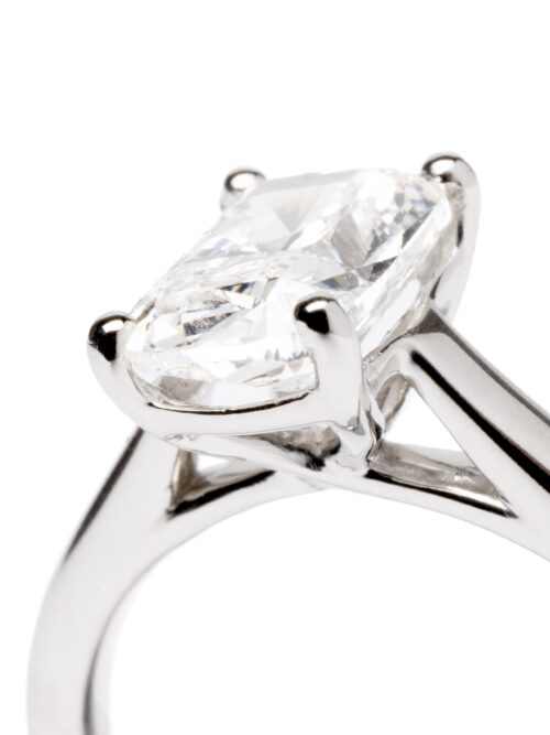 Trotters Platinum 2.00ct Lab Grown Elongated Cushion  Diamond Ring