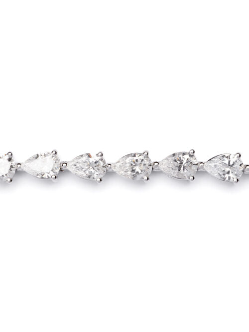 Trotters 9ct White Gold Pear Shape 6ct Lab Grown Diamond Line Bracelet