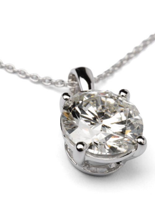 Trotters 9ct White Gold Single Stone Lab Grown Diamond Pendant 2.00ct