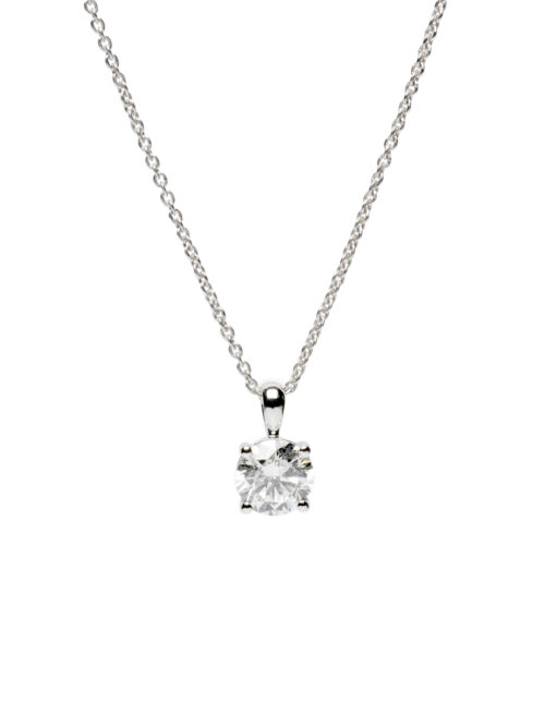 Trotters 9ct White Gold Single Stone Lab Grown Diamond Pendant 0.70ct Ct