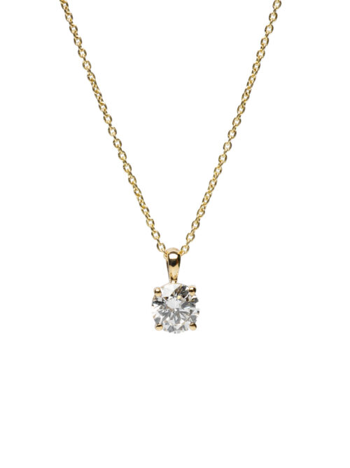 Trotters 9ct Yellow Gold Single Stone Lab Grown Diamond Pendant 0.70ct