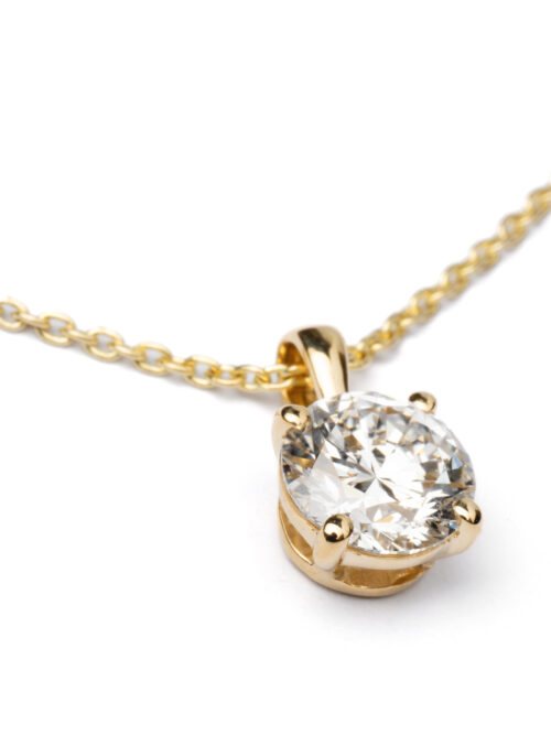 Trotters 9ct Yellow Gold Single Stone Lab Grown Diamond Pendant 0.70ct