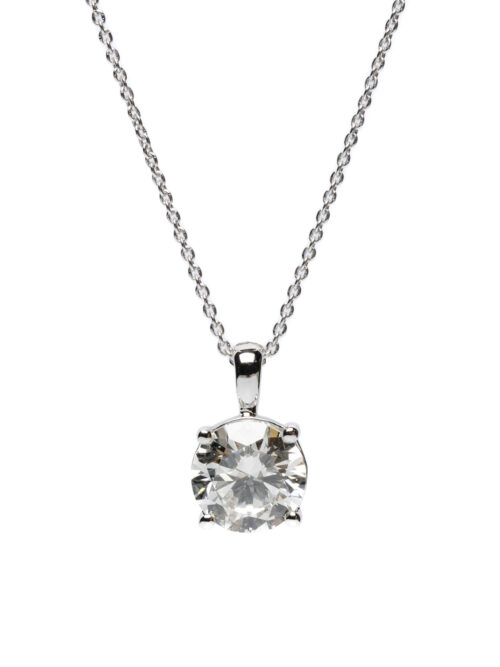 Trotters 9ct White Gold Single Stone Lab Grown Diamond Pendant 2.00ct