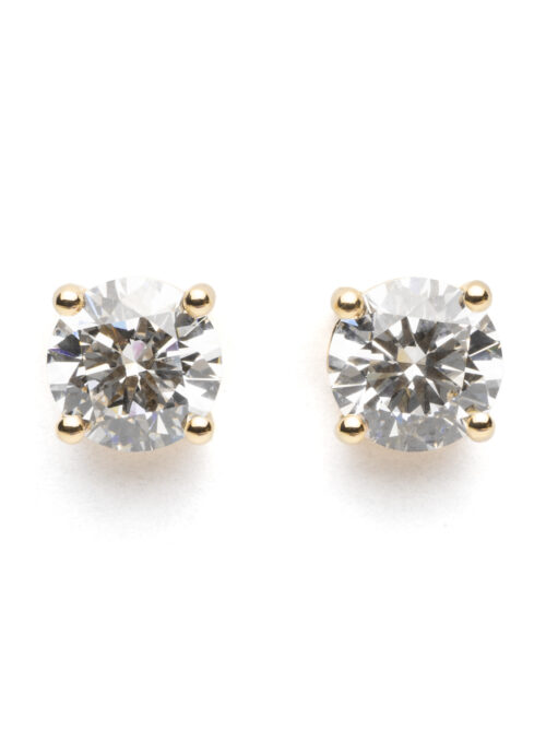 Trotters 3ct 18ct Yellow Gold Certified Single Stone Lab Grown Diamond Studs