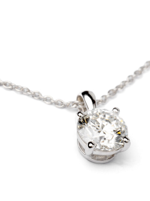 Trotters 9ct White Gold Single Stone Lab Grown Diamond Pendant 0.70ct Ct