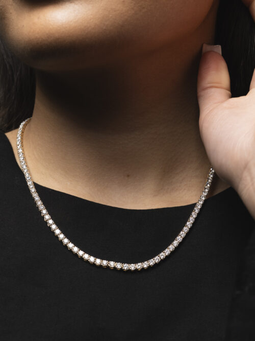 Trotters 9ct Yellow Gold 18ct Lab Grown Diamond Tennis Chain